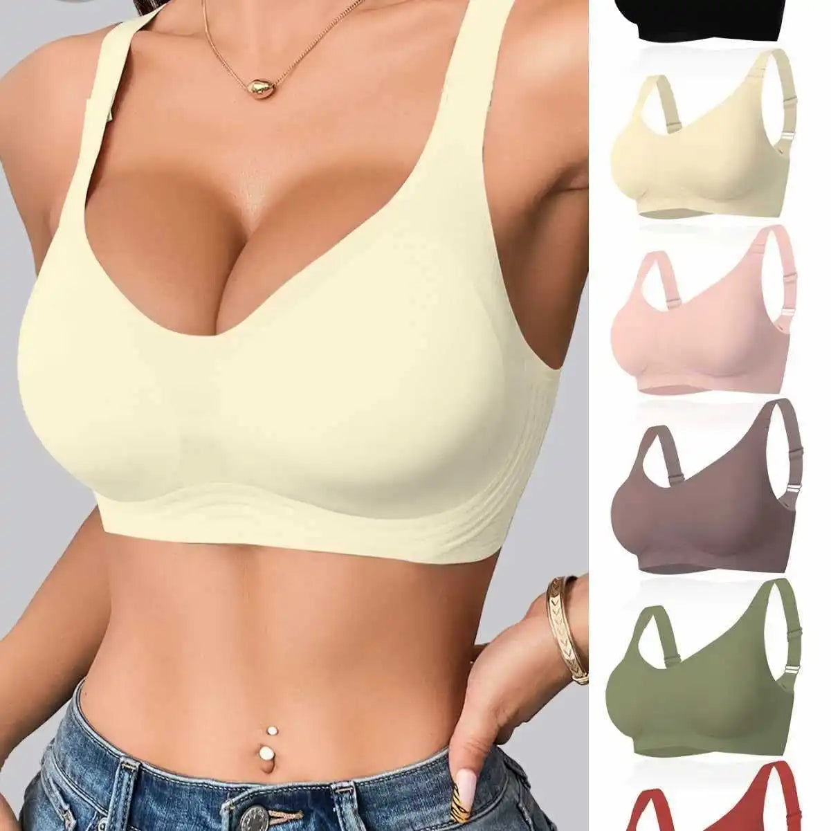 Womens Seamless Wireless Supportive Bra Push Up Comfort Soft No Underwire Full Coverage T-Shirt Bra